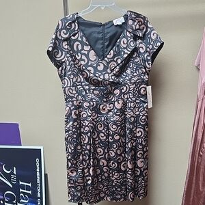 Elegant Black and Brown Swirl Dress